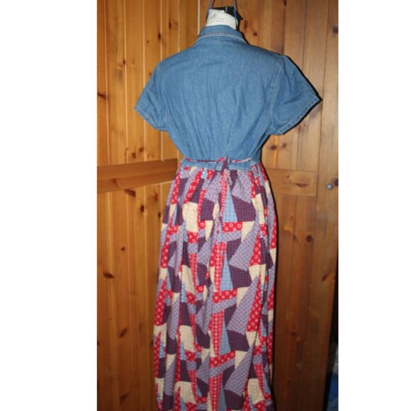 Bobbie Brooks Denim Patchwork Dress SIze L - Picture 3 of 10